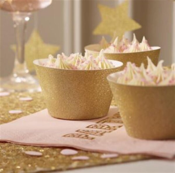 Cupcake Wraps Gold Glitter 10Stück