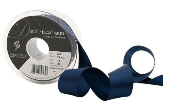 BERISFORDS SATINBAND NAVY 25MM