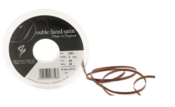 BERISFORDS SATINBAND DARK BROWN 3MM