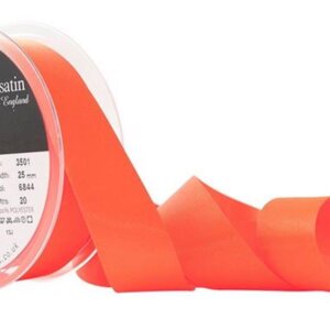 BERISFORDS SATINBAND FLO ORANGE 25MM