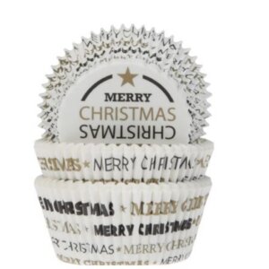 HOM CUPCAKE CUPS CHRISTMAS BLACK/GOLD 50STÜCK