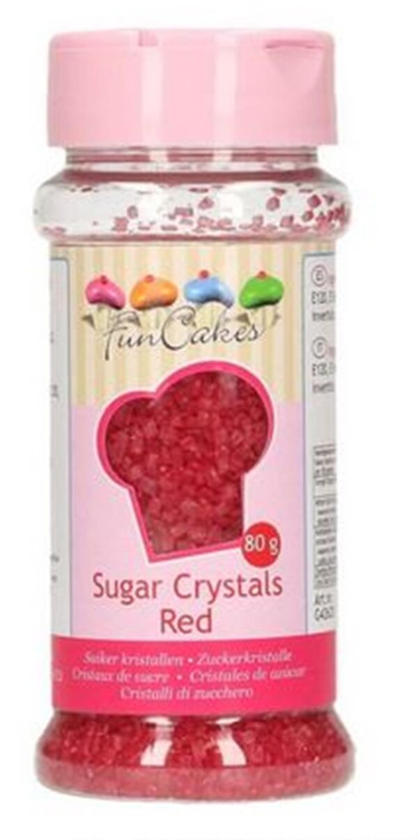 Funcakes Zuckerdekor Zuckerkristalle Rot 80Gramm