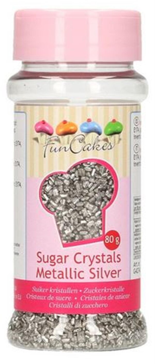 Funcakes Zuckerdekor Zuckerkristalle Silber 80Gramm