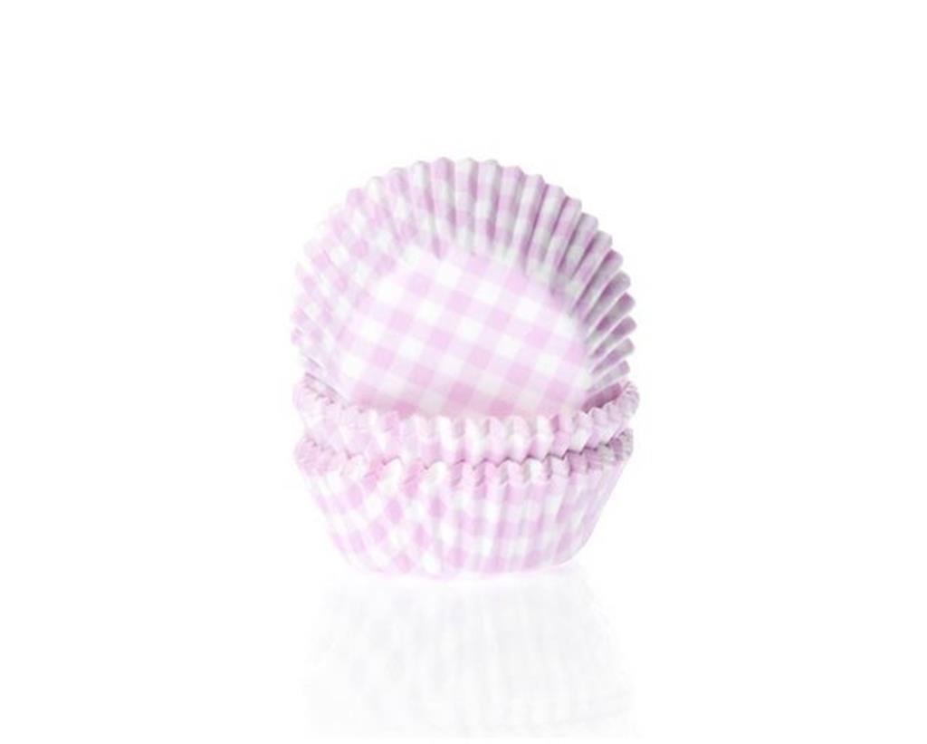 HOM MINI CUPCAKES CUPS GINGHAM PINK 35X25MM 60STÜCK