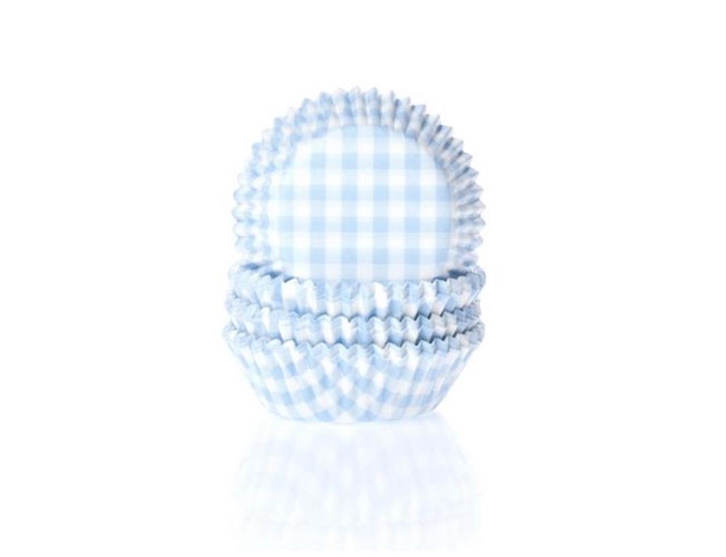 HOM MINI CUPCAKES CUPS GINGHAM BABY BLUE 35*22,5MM