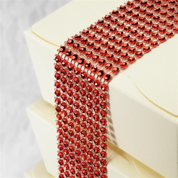 Diamantband 8 Reihen 1,5m Rot