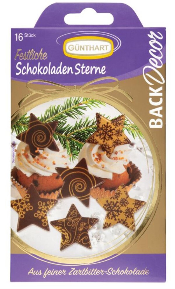 Günthart Schokoladen Dekor Weihnachtssterne 16Stück