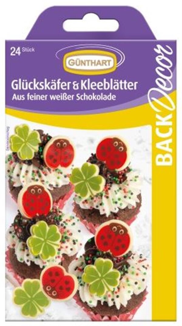 Günthart Zuckerdekor Glückskäfer & Kleeblätter