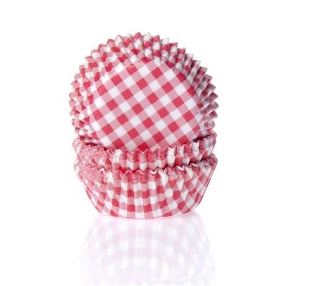 HOM Mini Cupcakes Cups Gingham Red 40*25 50Stück