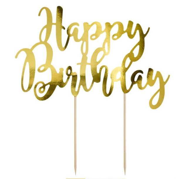 Cake Topper Gold Happy Birthday 1Stück