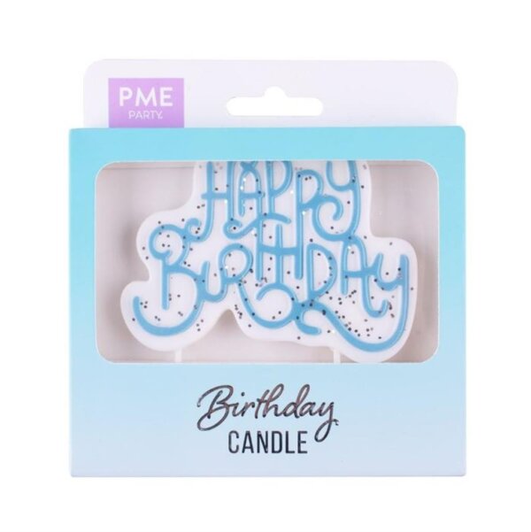 PME Kerze Happy Birthday Blue Sparkle