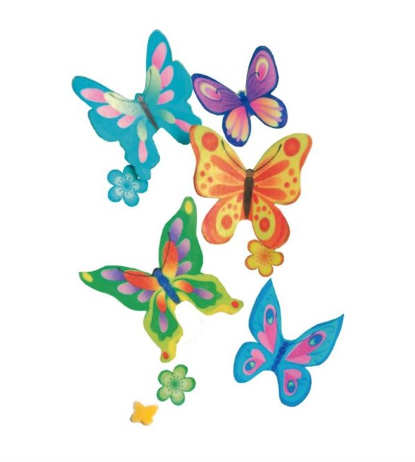 G Oblaten Schmetterlinge mit Blumen Set 20Stück