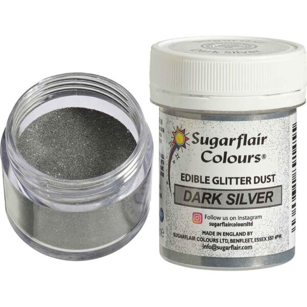 Sugarflair Pulverfarbe Lustre Dark Silber 10G