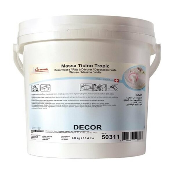Massa Ticino Tropic Rollfondant Weiss 7kg VEGAN